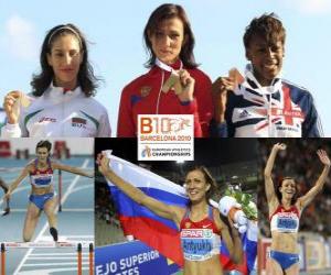 yapboz Natalia Antiuj 400m engelli şampiyonu, Vania Stambolova ve Shakes-Drayton Perri (2 ve 3) Avrupa Atletizm Şampiyonası&#039;nda Barcelona 2010